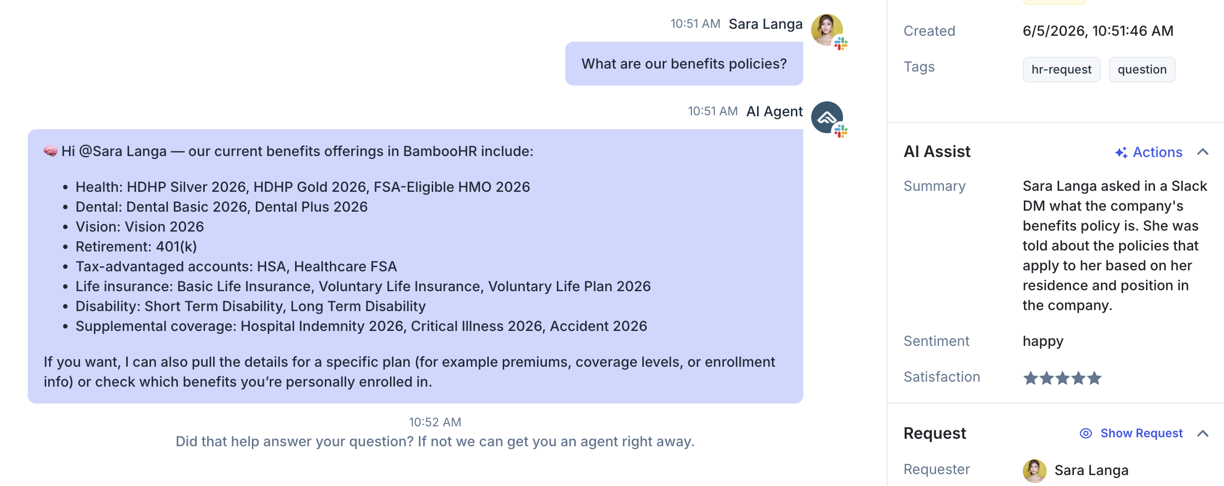 AI assists agents inside the ticket