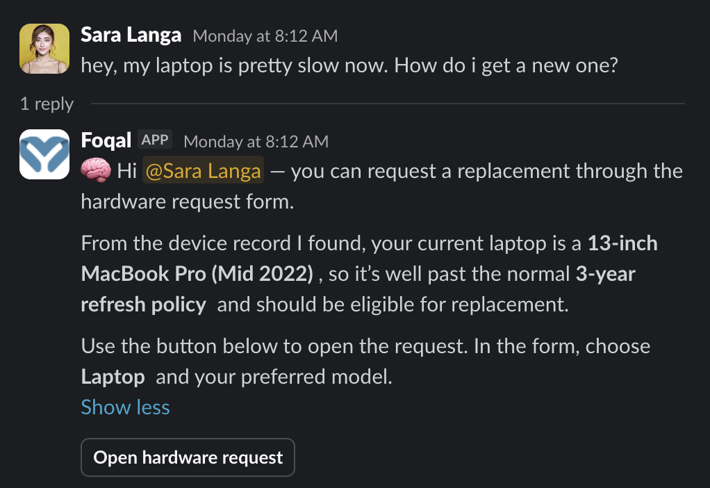 Any message becomes an AI-handled request